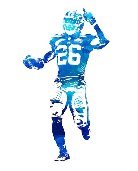 Saquon Barkley New York Giants Water Color Pixel Art 10 Mixed Media By
