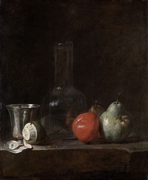 Still Life With Glass Bottle And Fruit — Jean Baptiste Siméon Chardin