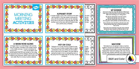 Morning Meeting Activities Idea Cards Teacher Made