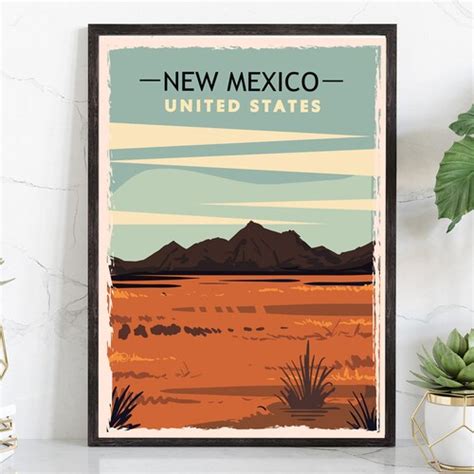 Retro Style Travel Poster New Mexico Vintage Rustic Poster Etsy