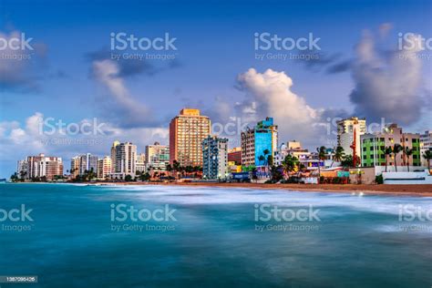 San Juan Puerto Rico Resort Skyline On Condado Beach Stock Photo
