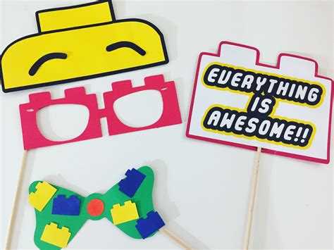 Lego Photo Booth Props Kids Party Lego Photo Custom Stationery