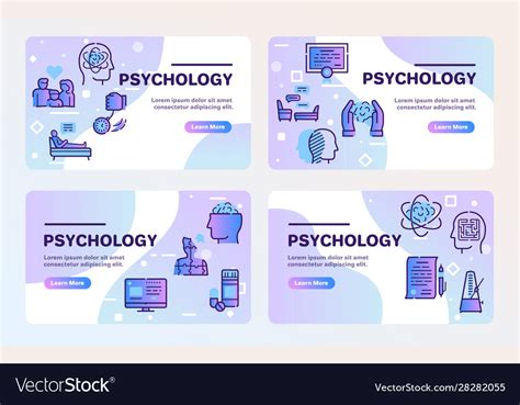 Psychology Items Color Linear Icons Set Royalty Free Vector