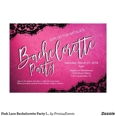 Pink Lace Bachelorette Party Invitation Zazzle Bachelorette Party