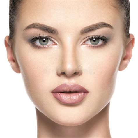 Front Portrait Of The Woman With Beauty Face Stock Image Image Of