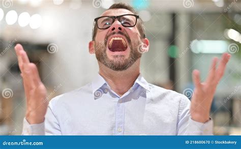 Portrait Of Furious Businessman Screaming Shouting Stock Photo Image