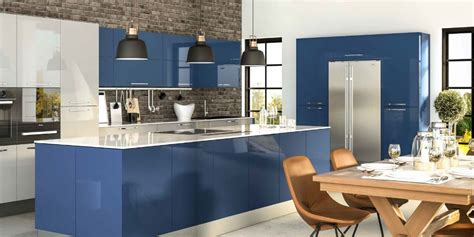 Hours may change under current circumstances High Gloss Acrylic Baltic Blue Kitchen | Contemporary ...