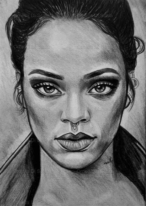 Rihanna Sketch Celebrity Drawings Portrait Drawing Portraits From