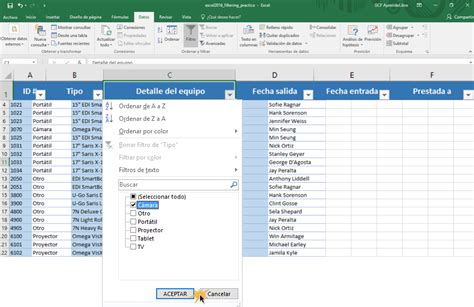 Procedimiento Para Aplicar Un Filtro En Excel Aplican Compartida
