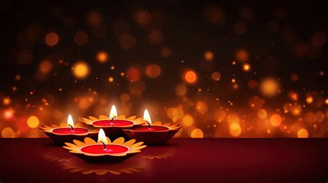 Happy Diwali Diya Oil Lamp Festival Card Background Diwali Lights