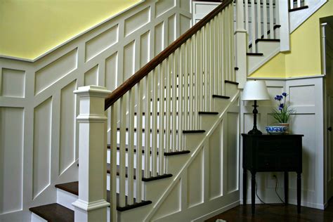 Missionstylewainscotingalongstaircase Wainscoting And Chair Rail
