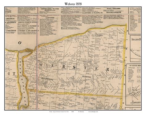 Webster New York 1858 Old Town Map Custom Print Monroe Co Old Maps