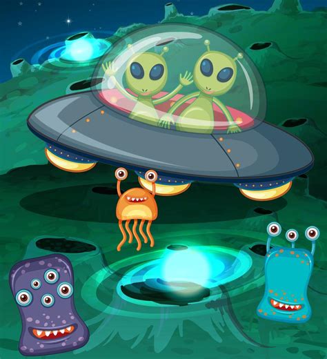 Aliens In Ufo In Outer Space 368512 Vector Art At Vecteezy