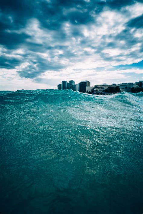 Gambar Air Laut Lautan Pirus Hijau Awan Aqua Gelombang Biru