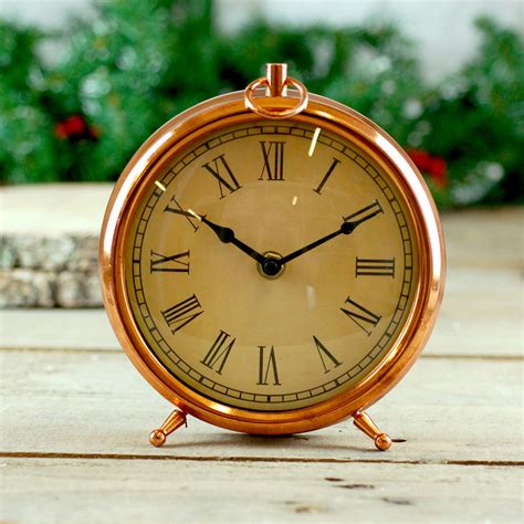Copper Vintage Round Mantel Clock By The Luxe Co