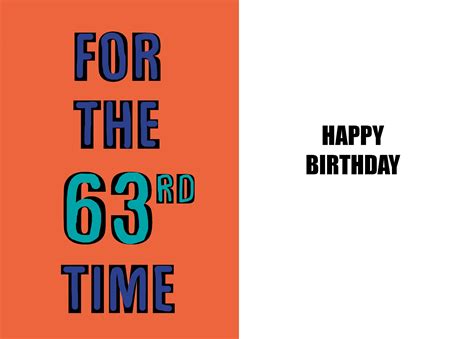 Happy 63rd Birthday Funny 63rd Birthday Card 63 Years Old Etsy