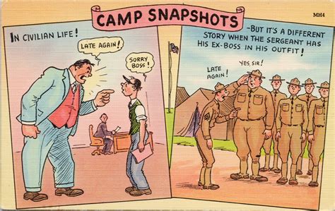 Camp Snapshots Boss Sergeant Ww Military Humour Comic Postcard G Other Unsorted Postcard