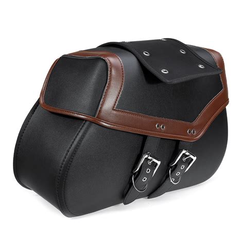 2pcs Motorcycle Saddlebags Pu Leather Side Luggage Storage Bags Black