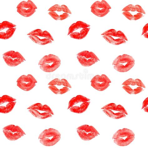 Seamless Pattern With Trace Red Lips Kisses Stock Illustration