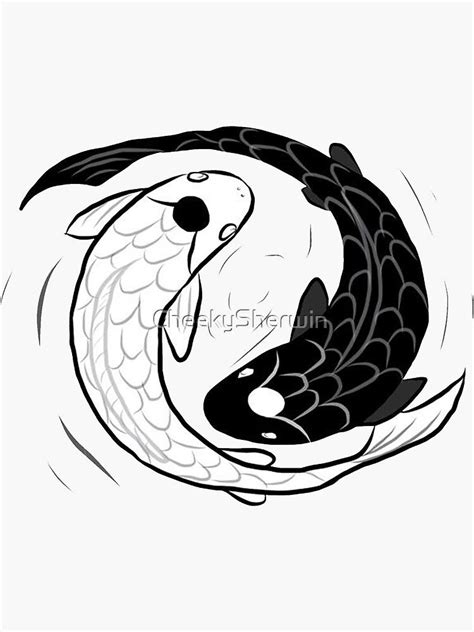 Ipad Drawing Of Koi Fish Ying Yang Sticker By Cheekysherwin Koi Fish