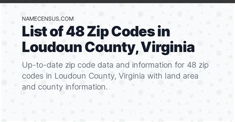 Loudoun County Zip Codes List Of 48 Zip Codes In Loudoun County Virginia