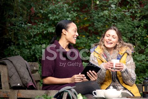 Two Friends Relax In A Garden Stock Photo Royalty Free Freeimages