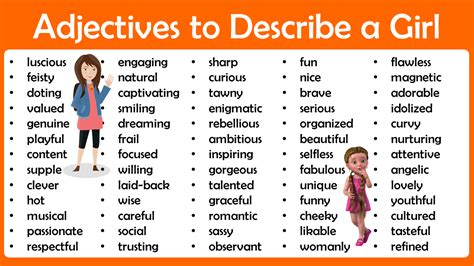 Adjectives To Describe A Girl Pdf And Infographics Engdic