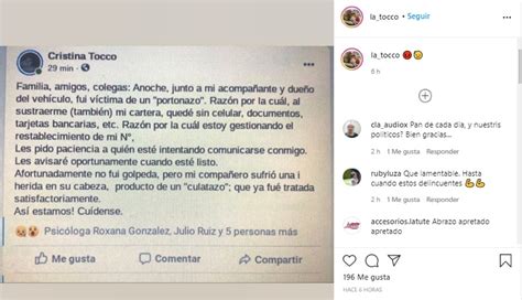 Cristina Tocco Denunció Que Fue Víctima De Violento Portonazo Su