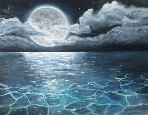 Moonlight Painting In 2021 Moonlight Painting Seascapes Art Nature