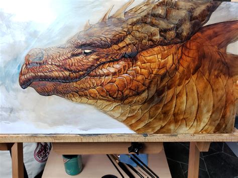 Wip Dragon Head Original Oil Painting By Kaitlund Zupanic R