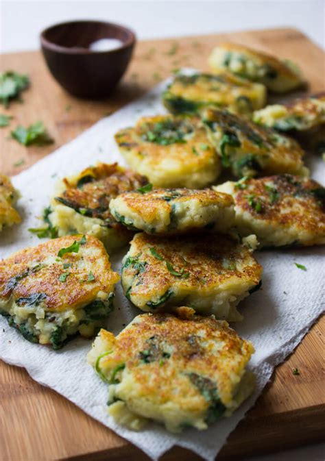 Leftover Mashed Potato Cakes With Spinach Little Broken