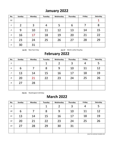 Three Monthly Calendar 2022 Riset