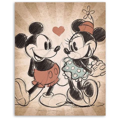 Mickey Mouse And Minnie Mouse Mickey And Minnie Vintage Love Canvas Print