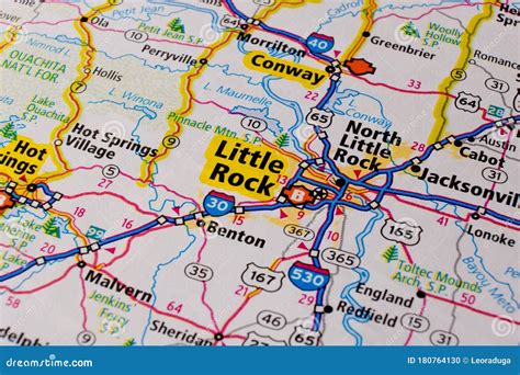 Little Rock City On Usa Travel Map Stock Photo Image Of National
