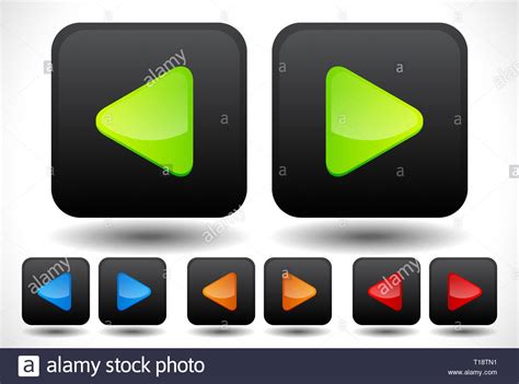 Set Of Rounded Left And Right Arrow Buttons Arrow Icons Green Blue