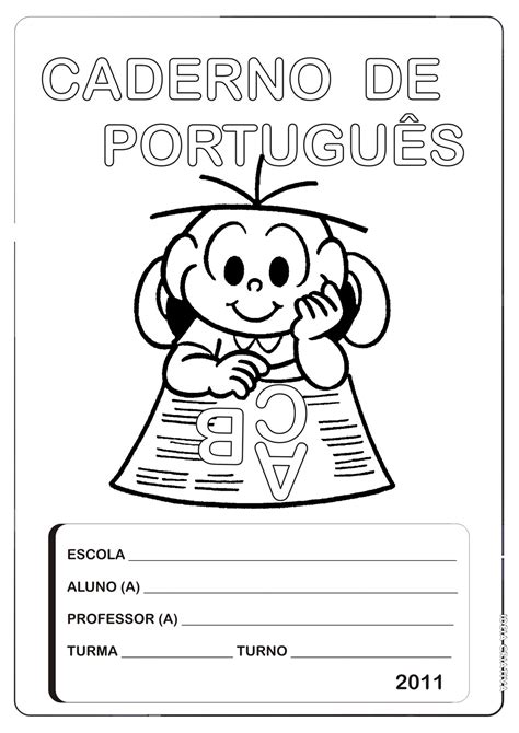 Capa Para Caderno Português Turma Da Mônica Ideia Criativa Gi