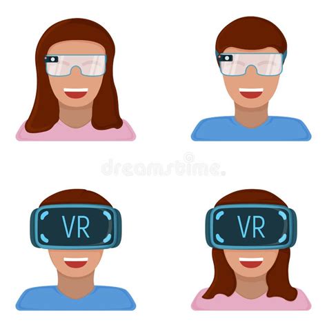 Male And Female Character In Virtual Reality Glasses Modern Technology Augmented Reality
