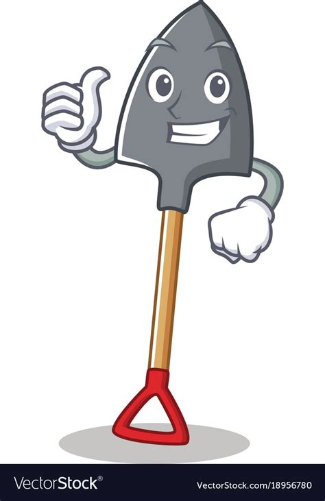 Thumbs Up Shovel Character Cartoon Style Vector Image