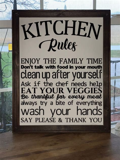 Kitchen Rules Sign Kitchen Wall Decor Rustic Kitchen Sign | Etsy | Kitchen rules sign, Kitchen ...