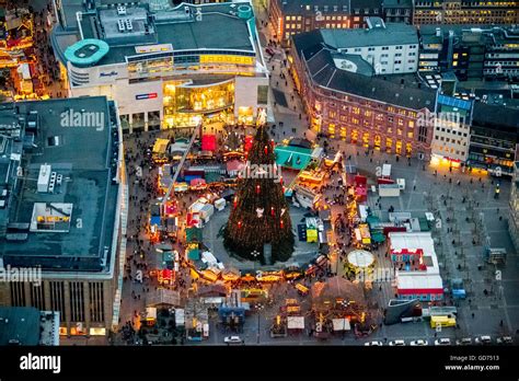 Aerial View Giant Christmas Tree On The Hansaplatz Square Dortmund