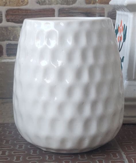 White Round Ceramic Planter For Home Size 55 Inch Dia 8 Inch Ht At