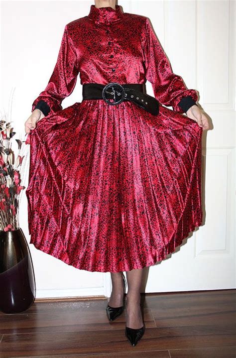 red satin pleated skirt and blouse satin pleated skirt satin dresses lovely dresses