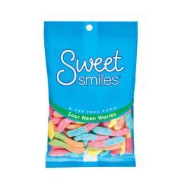 Sweet Smiles Sour Neon Gummy Worms 6 Oz Gummy Worms Promotional
