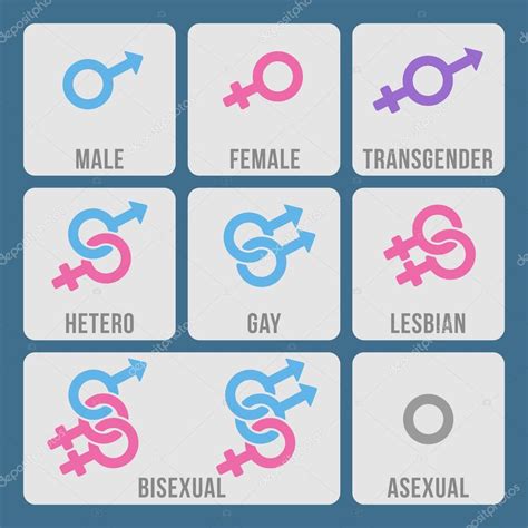Vector Gender And Sexual Orientation Color Icons Set — Stock Vector