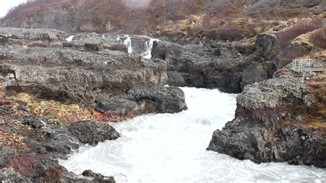 Premium Stock Video Hraunfossar Barnafoss Waterfalls In Iceland