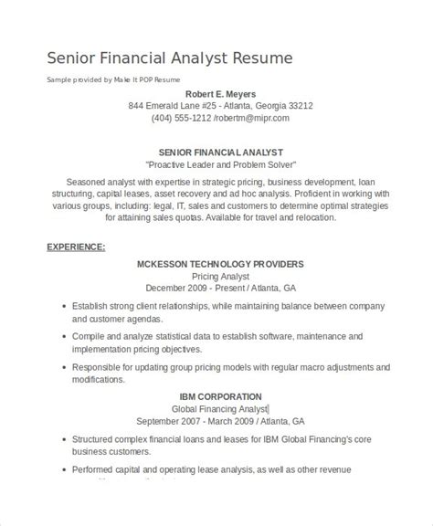 Job summary growing company is seeking a senior financial analyst. Financial Analyst Resume - 12+ PDF, Word Documents ...