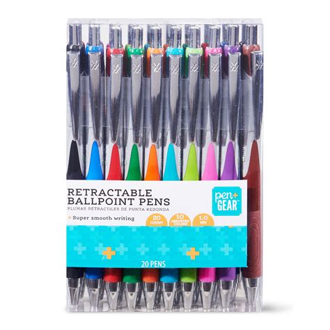 Pen Gear Retractable Ballpoint Pens Assorted Colors 20 Count