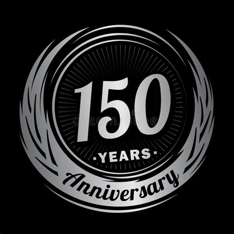 150th Year Anniversary Golden Emblem Vector Icon Stock Vector