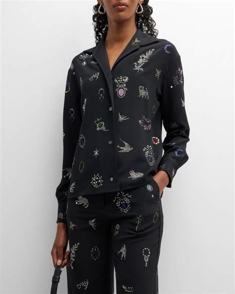 Libertine Victorian Pins Embellished Pajama Blouse In Black Lyst