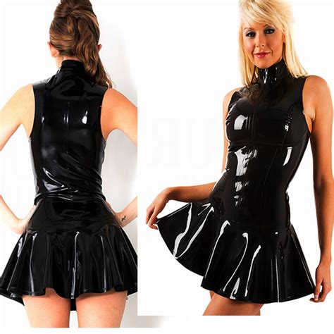 Latex Sexy Women Ds Dress Sm Fetish Bondage Skirt Patent Leather Body